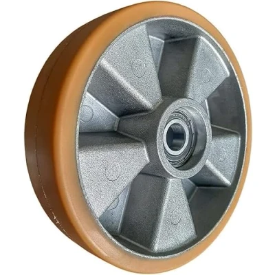 Immagine di WIKO Ruote per Carrelli Merci Pesanti Rullo in Poliuretano Transpallet 200 mm fino a 800 kg con Cuscinetti Sfera Ruota Fissaggio dei Pallet (Foro dell’Asse 25 mm)
