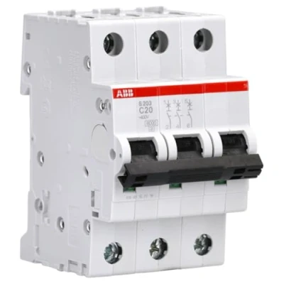 Immagine di ABB S203 C20 INTERRUTTORE AUTOMATICO 6KA 3P, White