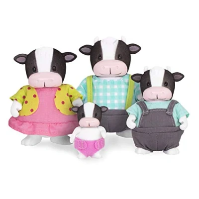 Immagine di Li&#039;l Woodzeez Famiglia di mucche MoosicalMoo Set Giocattoli da 5 pezzi con statuette animali in miniatura e libro fiabe accessori per bambini dai 3 anni su