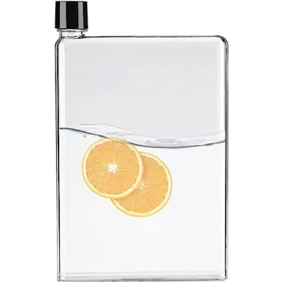 Immagine di GOTOTOP Borraccia piatta per acqua fredda, 750 ml, formato A5, in plastica, riutilizzabile, sottile, scuola, attività all&#039;aperto, palestra, ciclismo, escursionismo