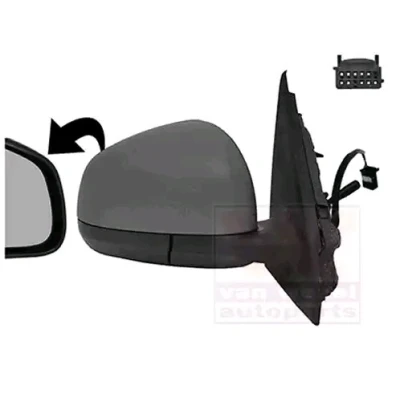 Immagine di Specchio retrovisore esterno Van Wezel 4368804 Dx con la prima mano completo, convesso, regolabile dall&#039;interno, Regolazione:comando cavo fle