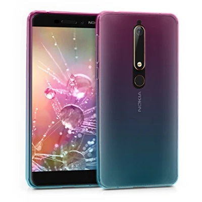 Immagine di kwmobile Custodia Compatibile con Nokia 6.1 (2018) Back Cover Anti urto in Morbido Silicone fucsia/blu/trasparente 2 colori