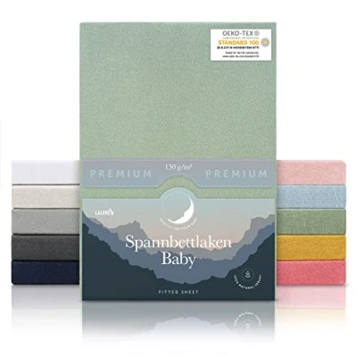 Immagine di Laleni premium lenzuola culla 60/70 120/140 cm con angoli 3 pz lettino neonato 60x120 certificate OEKO TEX 100% cotone lenzuolino in verde