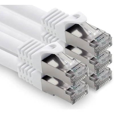 Immagine di freiwerk Cavo di rete CAT.7, 0,5 m, bianco, 5 pezzi, s FTP LSZH PIMF 10 GB RJ45, spina Cat6a