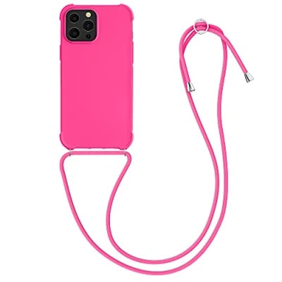 Immagine di kwmobile Custodia Compatibile con Apple iPhone 13 Pro Max Cover Back Case in Silicone TPU Protezione Smartphone Cordino rosa shocking