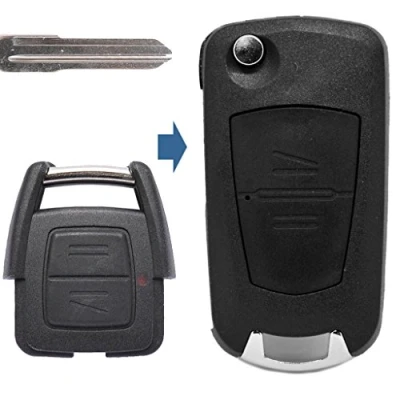 Immagine di Chiave pieghevole UMBAU alloggiamento telecomando 2 tasti HU46 vergine compatibile con Opel