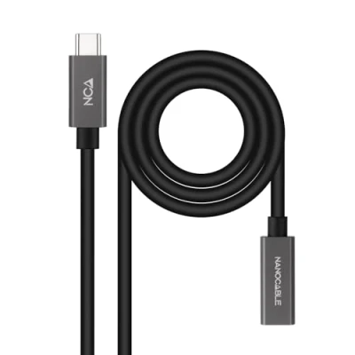 Immagine di NANOCABLE 10.01.4402 Cavo USB 3.2 Gen2x2 20Gbps 3A, 4K/60Hz, C maschio a femmina, Nero, 2 m