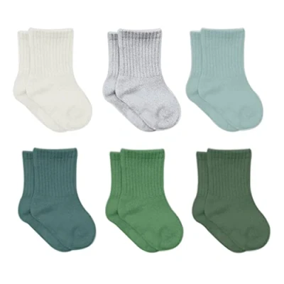 Immagine di Cotone 6 paia di calzini per neonati da 0 a Mesi 3 anni Stopper senza cuciture bambini ragazzi ragazze, Nilo verde, 12 24