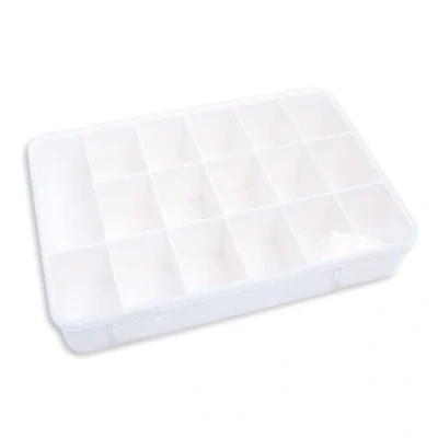 Immagine di Craftelier Scatola organizer con 17 scomparti per materiali di scrapbooking Colore trasparente e bianco Dimensioni 26,5 x 17,8 4,2 cm (10,4&quot; 7&quot; 1,65&quot;)