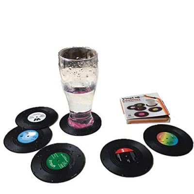 Immagine di Tafeiya Personalizzati sottobicchieri Set di 6 Retro CD Record Vinyl Anti Heat/Slip per caffè tè Boccale Birra Vino in Vetro casa e Bar