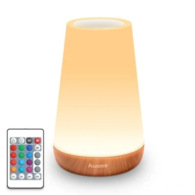 Immagine di Auxmir Luce Notturna Bambini, Lampada da Comodino, LED Colorata con 13 Colori, Luminosità Regolabile, 3 Modi d’Illuminazione, Touch e Telecomando, Batteria Ricaricabile, Marrone Chiaro
