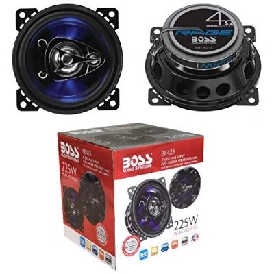 Immagine di 2 altoparlanti compatibile con BOSS AUDIO SYSTEMS BE423 BE 423 coassiali 3 vie da 10,00 cm 100 mm 4&quot; di diametro 112 watt rms e 225 max 4 ohm 90 db led blu sospensione in gomma, a coppia