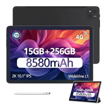 Immagine di DOOGEE T10 Pro Tablet 10.1 Pollici FHD+, 15GB RAM + 256GB ROM/TF 1TB, 8580mAh, Android 12 Octa Core, Dual 4G LTE, 2.4/5G WiFi, 13MP 8MP, TÜV Certificato, Widevine L1/GPS/OTG/Type C, Nero