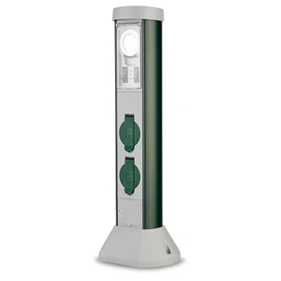 Immagine di REV 0068206251 Presa di corrente da giardino con timer 2 vie Grigio, Verde temporizzatore