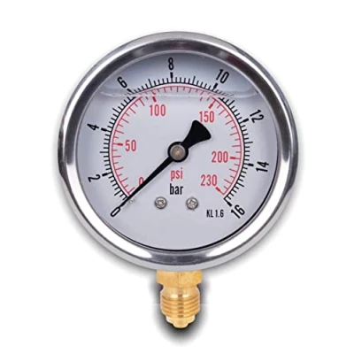 Immagine di Manometro glicerina attacco radiale, in acciaio inox IP65 63 mm con connettore dal basso, 1/4 (0 16 bar)