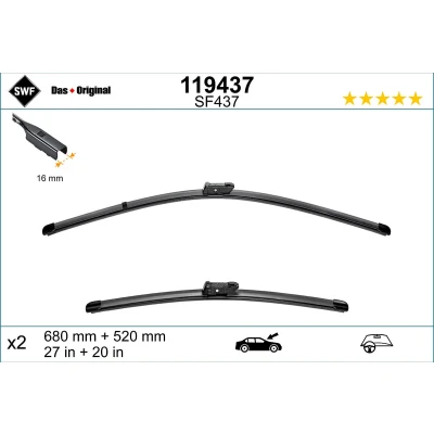 Immagine di Spazzola tergi Swf Visioflex 119437 anteriore Senza telaio AUDI: A8 D4