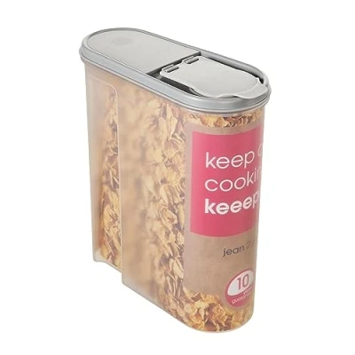 Immagine di keeeper Contenitore per Alimenti Secchi Jean, Coperchio Ripiegabile, 2,6 L, Polipropilene, 21,5 x 9,5 24 cm, Nordic Grey (Grigio)