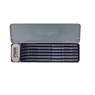 Immagine di CRETACOLOR Pocket Set, Urban Sketching, Set di caratteri monolite grafite, 7 pezzi, grigio, diversi gradi durezza, ideale come regalo