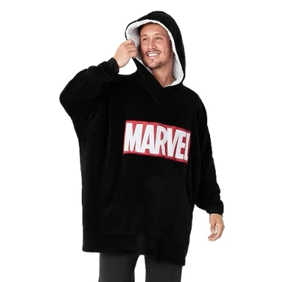 Immagine di Marvel Felpa Uomo con Cappuccio Felpe Oversize in Pile Supereroi Avengers Captain America(Nero)
