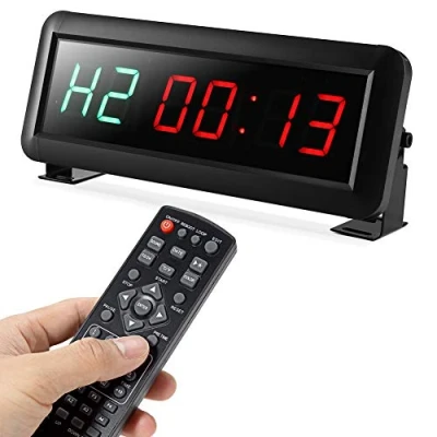 Immagine di PELLOR Orologio da Parete Digitale Gym Timer,Timer Palestra, 6 Digits Timer Intervallo Fitness LED, Palestra Crosstraining con Cronometro, 12/24 Ore,Telecomando,Volume Regolabile