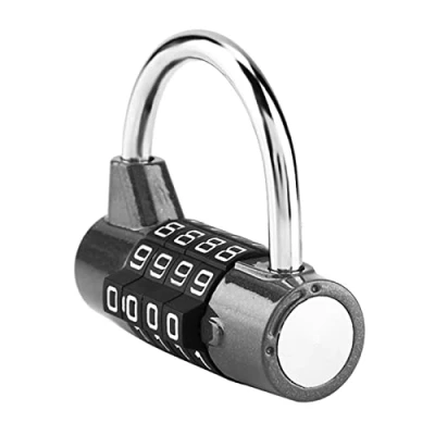 Immagine di Combinazione Lucchetto, 4 Numeri Di Composizione Lucchetto A Combinazione, Armadietto Da Viaggio Per Casa Gym Locker Codice Sicurezza Lock(Nero)