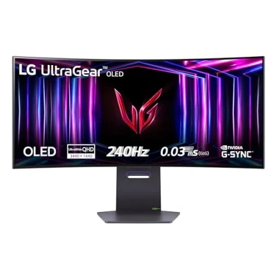 Immagine di LG 34GS95QE UltraGear Gaming Monitor 34&quot; QHD UltraWide Curvo OLED HDR, 3440x1440, 0.03ms, G Sync Compatible, AMD FreeSync Premium 240Hz, HDMI 2.1 VRR (HDCP 2.3), Display Port 1.4, Nero