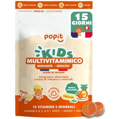 Immagine di POP IT Gommose Multivitaminico Bambini da 4 Anni in su Con 13 Vitamine per Senza Zucchero Vitamina C Bambini, A, B, E Caramelle Vegano 30 unità