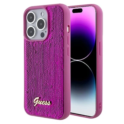 Immagine di CG MOBILE Guess Custodia con paillettes per iPhone 15 Pro (fucsia)