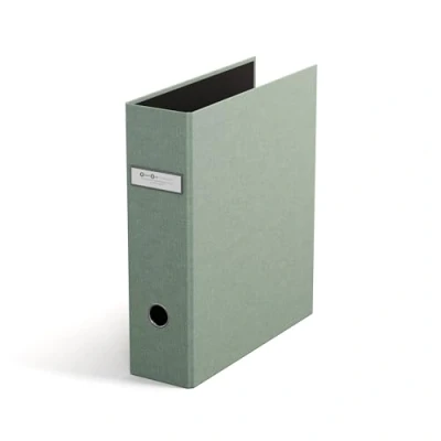 Immagine di Bigso Box of Sweden ARCHIE raccoglitore con 2 anelli e meccanismo a leva, ad in fibra carta effetto lino, formato A4 per raccogliere sfusa verde menta