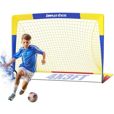 Immagine di Dimples Excel Porta Da Calcio Rete per Giardino All&#039;aperto Allenamento Di Gli Amanti Del (4&#039;x3&#039; Blu Giallo)