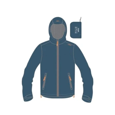 Immagine di CMP Giacca da pioggia antistrappo bambini con cappuccio fisso, Bluesteel, 116