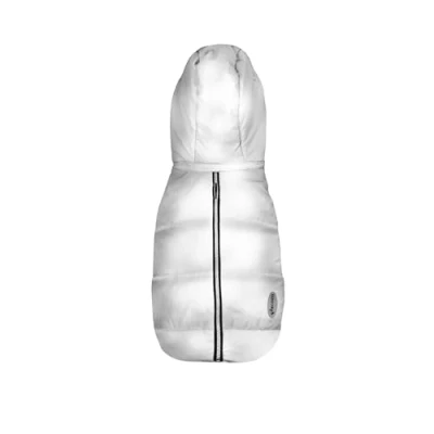 Immagine di Record Cappottino Dogmar per Cani. Impermeabile cani in Stile Sobrio e Raffinato con Bande Catarifrangenti, Chiusura Regolabile Foro Guinzaglio Argento, XS