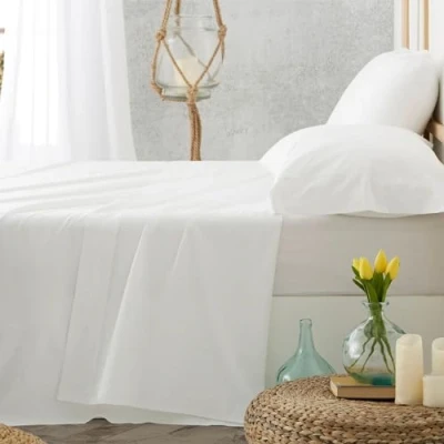 Immagine di BURRITO BLANCO Set di Lenzuola Bianche Hotel Lisas 100% Cotone per Letto Matrimoniale 150x190 cm Fino a 150x200 (Disponibile in più Taglie)