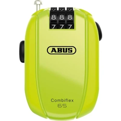 Immagine di Abus, antifurto a cavo ABUS Combiflex, per la sicurezza di sci, caschi, passeggini e bagagli, Trip 65, lunghezza 65 cm, spessore 3 mm, con codice numerico, giallo