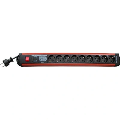Immagine di REV 0014963613 Multipresa con interruttore 9 scomparti Nero, Rosso Schuko 1 pz.
