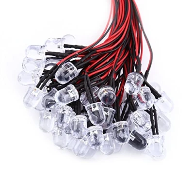 Immagine di 50Pcs Diodi LED a Diffusione Diffusa Precablati DC 9 12V 3 5 10mm Water Clear(Blu 5mm)