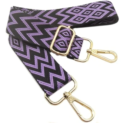 Immagine di Tracolla per Borse Donna Viola Nero Cinghia Della Borsa Larga, Regolabile con Gold Moschettone, Durevole Crossbody Borsa, Borsetta, Chitarra DIY Spalla Accessori Ragazze, 702