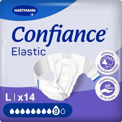 Immagine di Confiance Elastic Changeli conigli per uomo e donna, livello di assorbimento = 9 gocce (Fute urinarie) pH Neutro alla pelle Materiale morbido, taglia M 14 Unità