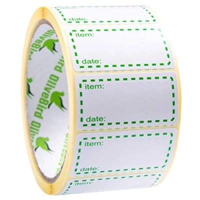 Immagine di OliveBird 500 x Etichette Congelation su Rotolo, Dimensioni 50 25 mm, Bianco e Verde di Data uso per i Contenitori Riutilizzabili