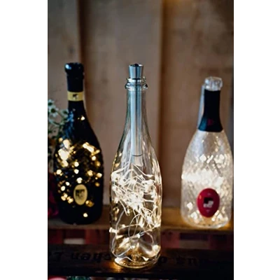 Immagine di Hellum luce per bottiglie con timer, catena luminosa tappi di sughero bianco caldo, a 40 LED AA batteria, timer Natale 150605