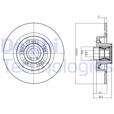 Immagine di DELPHI BG9027RS Disco freno 300 11 5 pieno Oleato non trattato con cuscinetto ruota, anello sensore ABS