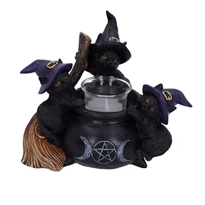 Immagine di Nemesis Now Familiar Portacandela a forma di calderone, 12,5 cm, in resina e vetro, colore: nero