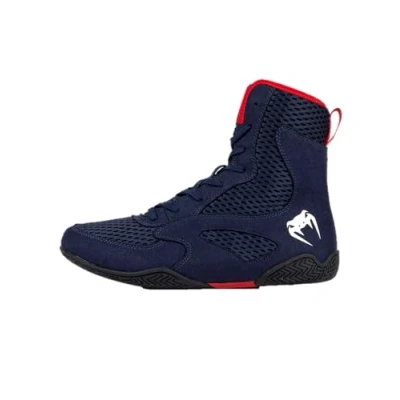 Immagine di Venum Contender Boxing Shoes Unisex Scarpe da allenamento, Taglia: 39, Navy blue/red Finta pelle / tessuto