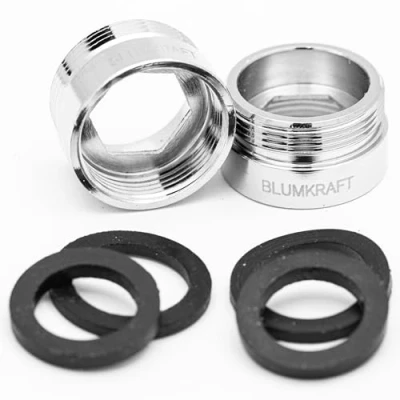 Immagine di BLUMKRAFT Set di 2 adattatori per rubinetto F20 M22 in metallo massiccio ottone argentato 20 mm femmina 22 maschio (F20 M22/M22 F20)