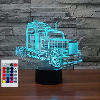 Immagine di SUPERHONGJIHAO Luce notturna per i bambini 3D camion ha condotto la lampada con telecomando 16 colore che cambia regalo di compleanno Natale il bambino