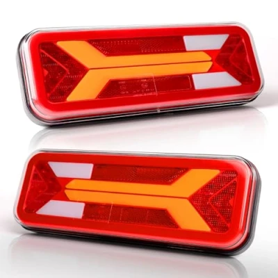 Immagine di AOHEWEI 2 Luci Posteriori per Rimorchio 12V/24V Super Luminose Impermeabili Indicatori di Direzione Freno Coda Retromarcia Fendinebbia Riflettore Lampada Camion Caravan Van Trattore