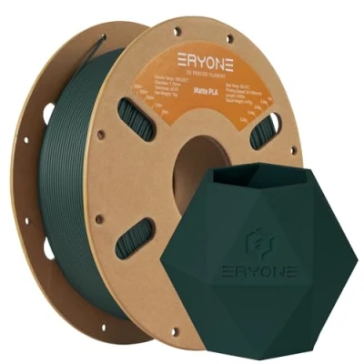Immagine di ERYONE Filamento per stampa 3D PLA effetto opaco, 1.75mm Tolleranza ±0.03, 1kg rotolo, Noir Mat Vert Forêt