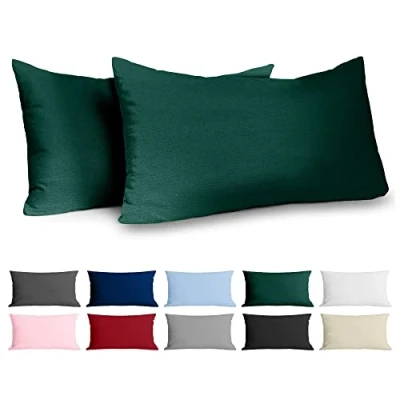 Immagine di Federe 50x80 Cotone Rinforzato (Set da 2) Verde Trama Fitta a 57 Fili/cm² Cuscini cm Cuscino Certificate Oeko Tex Dreamzie