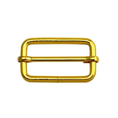 Immagine di Wuuycoky Golden 3,8 cm Lunghezza interna Barra scorrevole in metallo Tri Glides Roller Pin Fibbie Slider Confezione da 10
