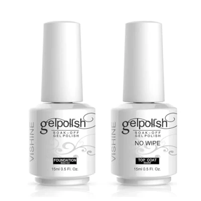 Immagine di Vishine set base e top coat, smalto gel, kit manicure semi permanente, 2 pezzi, 15 ml